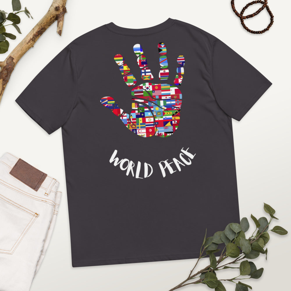 T-shirt unisexe en coton biologique World peace Kizoshop